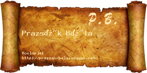 Prazsák Béla névjegykártya